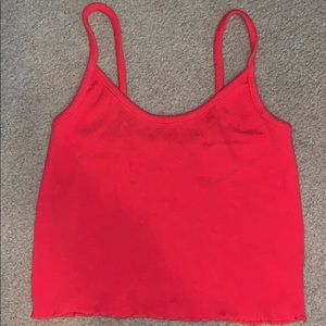 Red cropped tank top